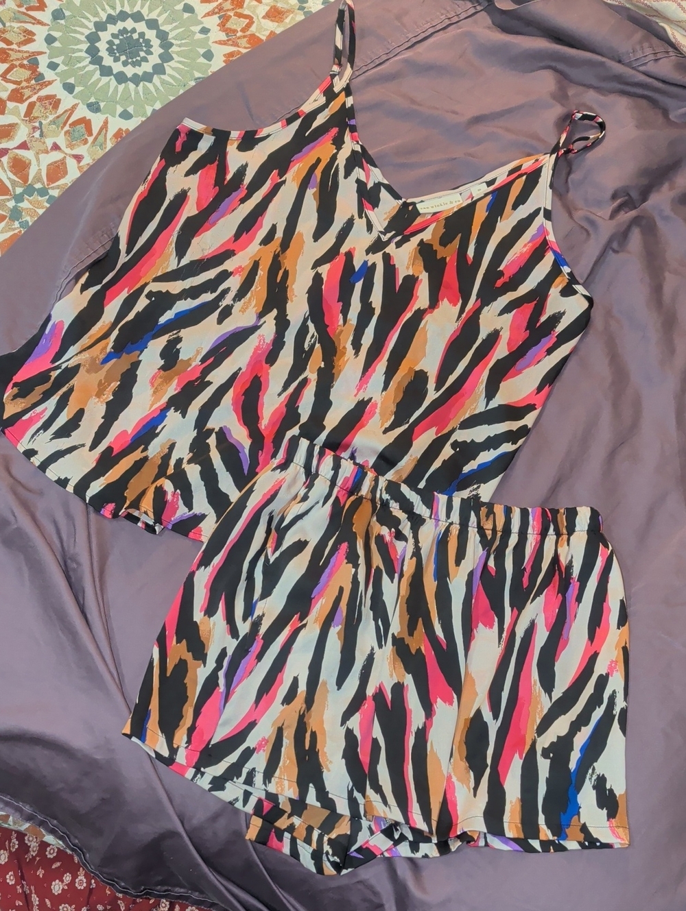 Van Winkle MediumVibrant Zebra Print Cami & Shorts Set
